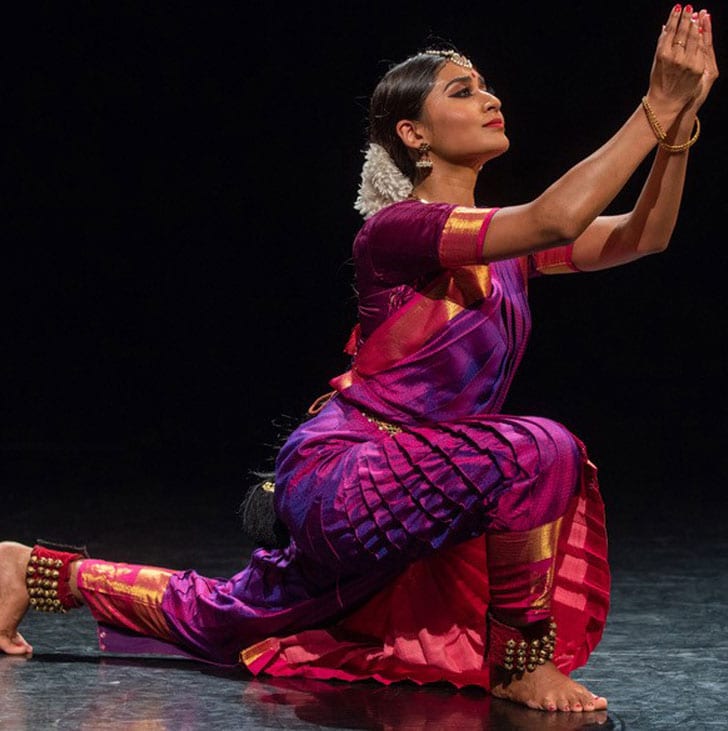 Dance artist Ashvini Sunadram poses mid performance