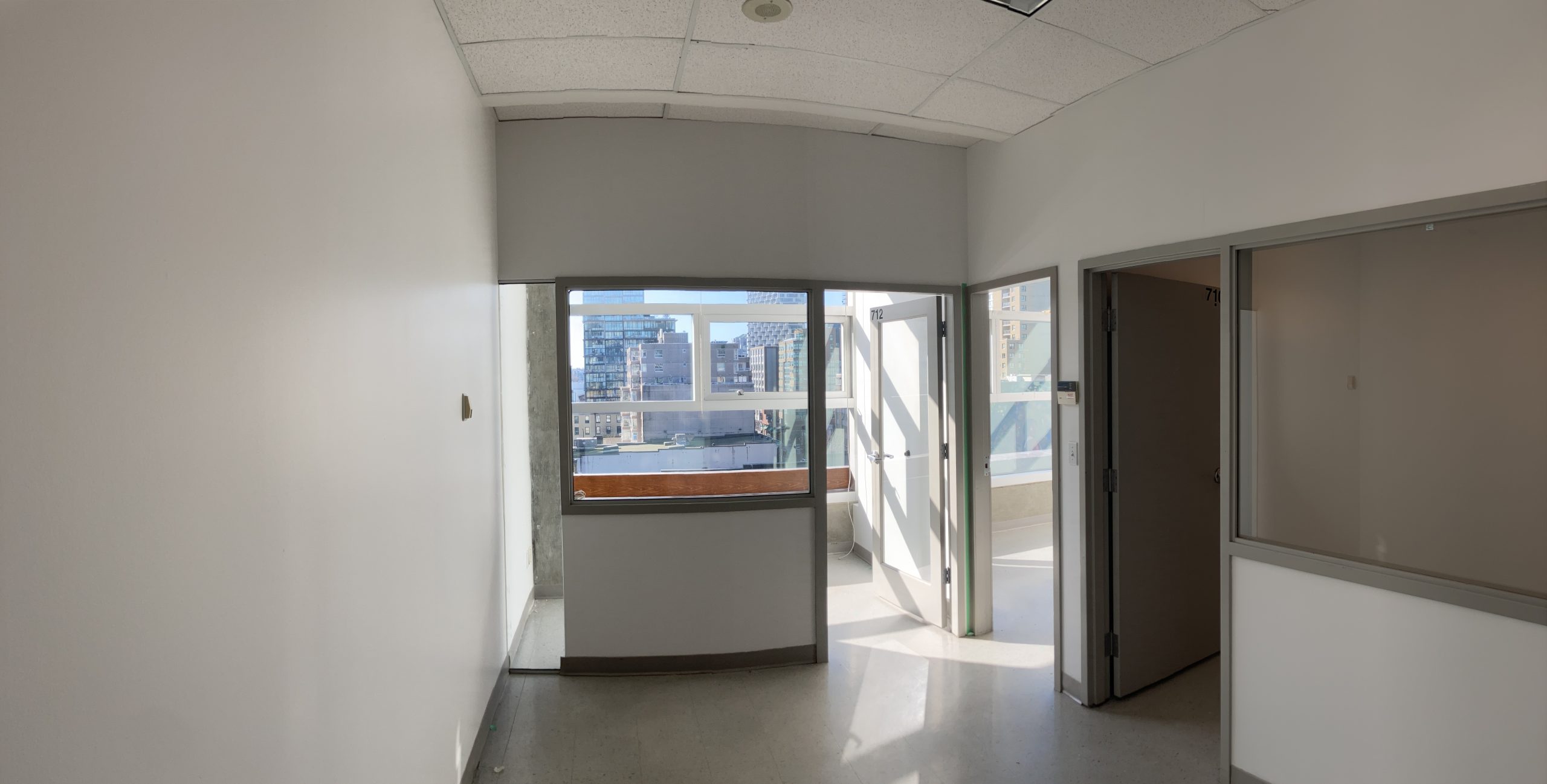 An empty office on a sunny day.